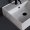 Marble Design Ceramic Wall Mounted Double Sink With Matte Black Towel Holder